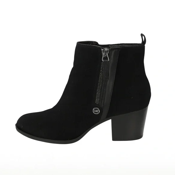 Liz Claiborne Women’s Size 6W Black Suede Feel Heeled Booties Zip Ankle Boots - Picture 4 of 6